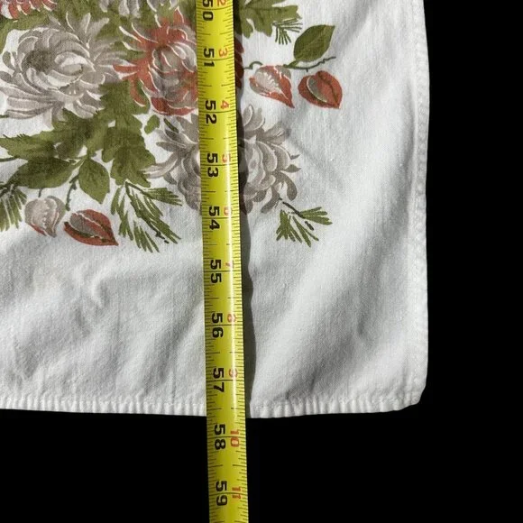 Vintage Floral Tablecloth Cotton Fall Beige Burnt Orange White Kitchen Stains - Picture 7 of 8